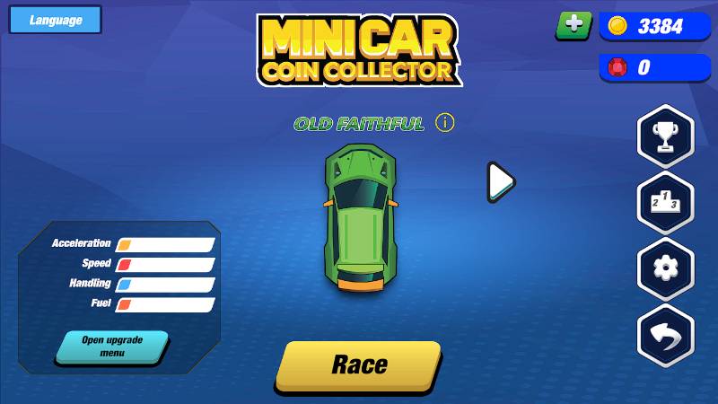 Mini Car Coin Collector Main Menu